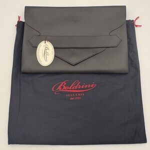 Boldrini Selleria Black Leather Envelope Clutch Art.1099